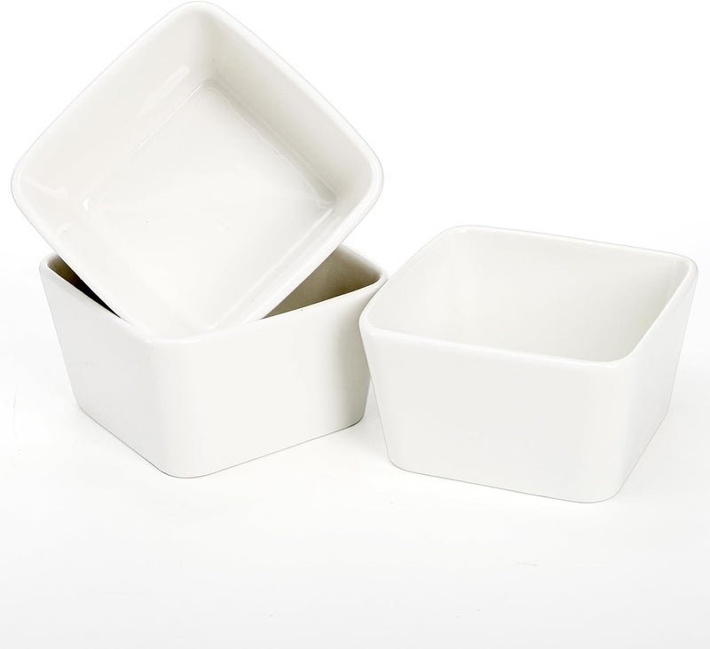 Eorbow 10 OZ Square Bowl Chip & Dip Serving Set, 3 Pieces Ceramic Condiment Server with Metal Stand, Serving Dish Tray for Party Entertaining, Small Snack Platters for Side Dish Appetizer Nuts - Image 4